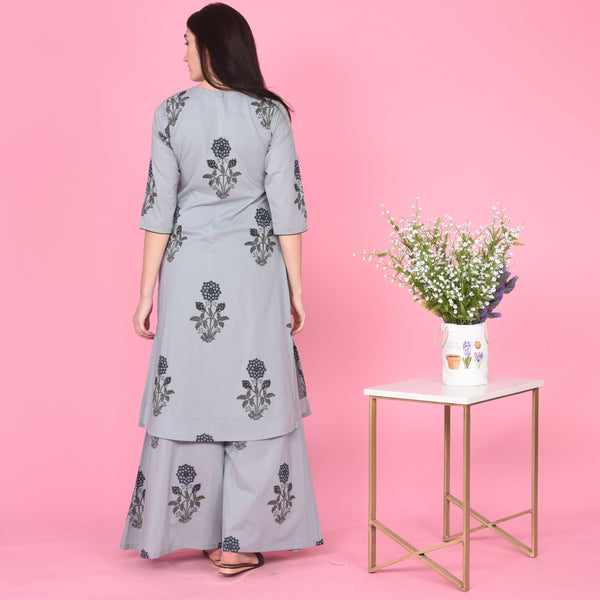 Blue Grey Kurta Set