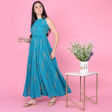 Golden Bird Print Dress