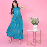 Golden Bird Print Dress