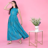 Golden Bird Print Dress
