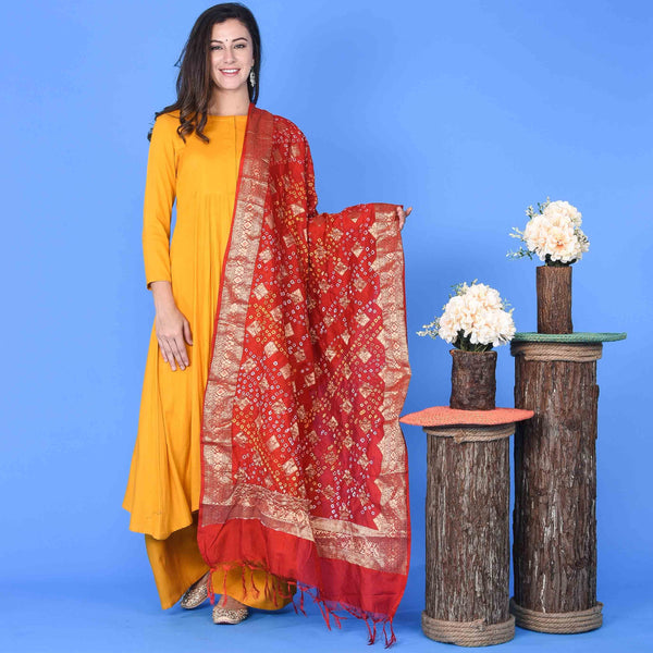 Mustard Suit & Bandhani Duppata