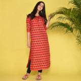 Red Crepe Kurta