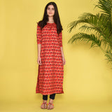 Red Crepe Kurta