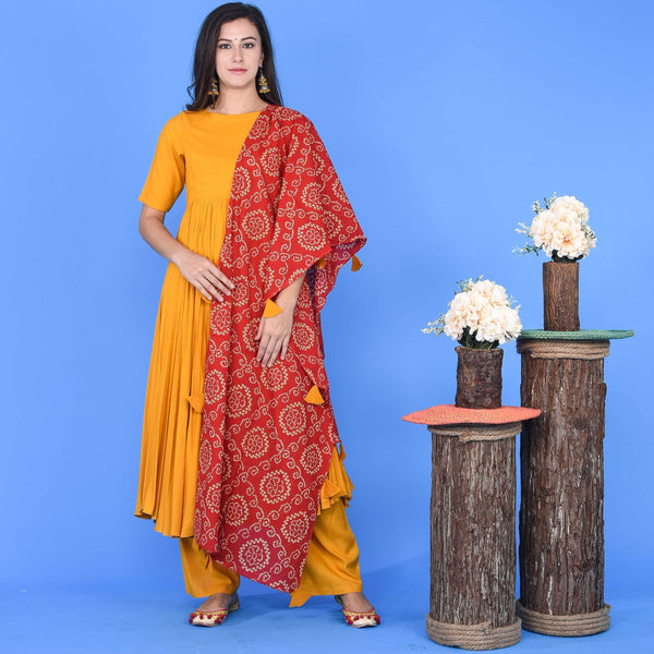 Tan Bandhani Suit Set