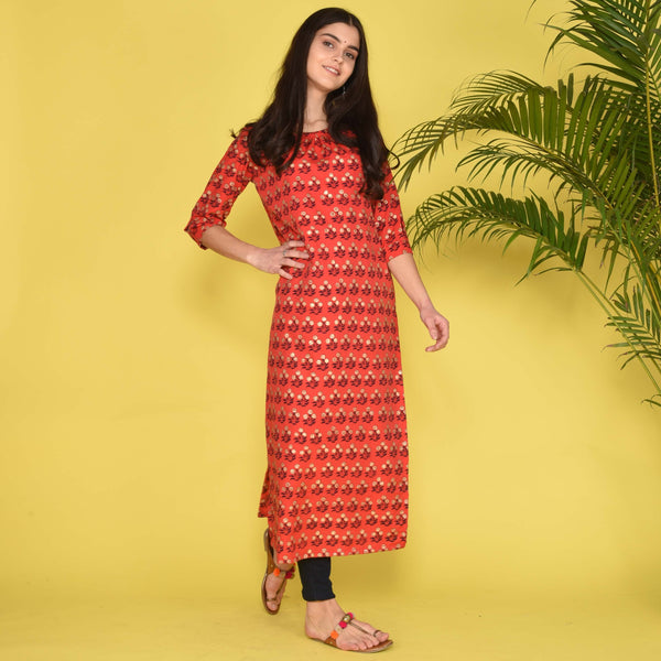 Red Crepe Kurta