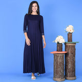 Plain Rayon Dress Blue