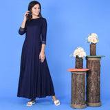 Plain Rayon Dress Blue