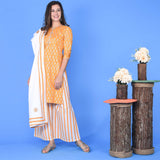 White Orange Suit Set