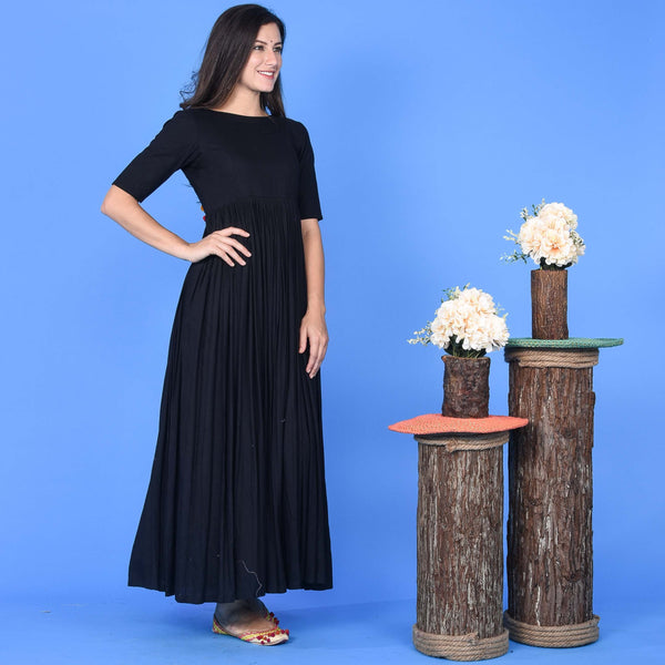 Black Dress Multicoloured Tassels