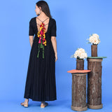 Black Dress Multicoloured Tassels