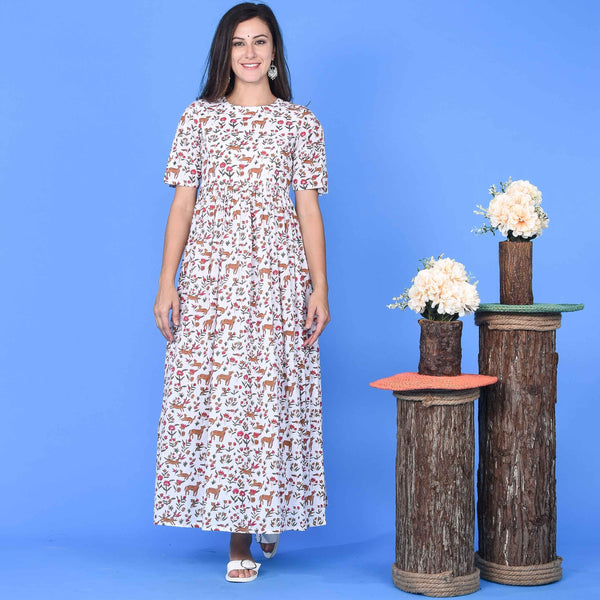 Deer Print Cotton Dress