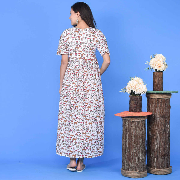 Deer Print Cotton Dress