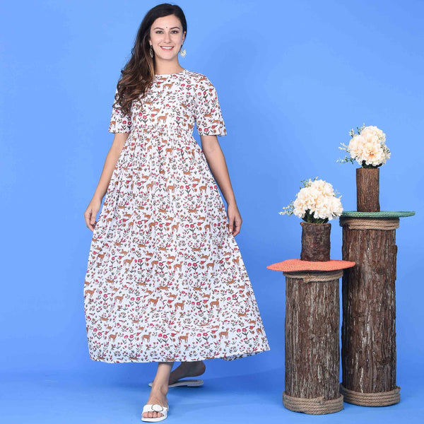 Deer Print Cotton Dress