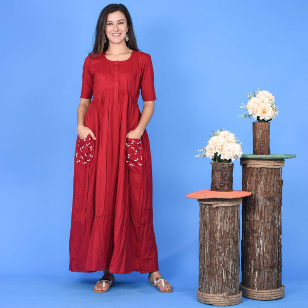 Burgundy Pocket Dress