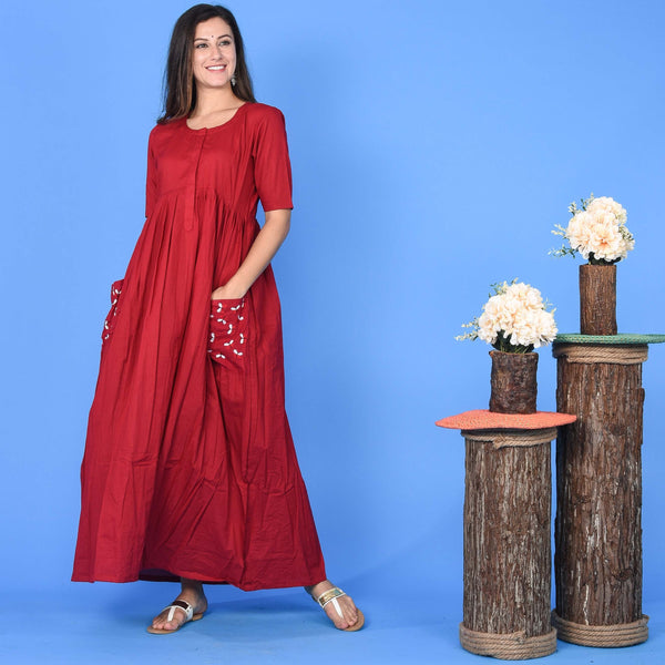 Burgundy Pocket Dress
