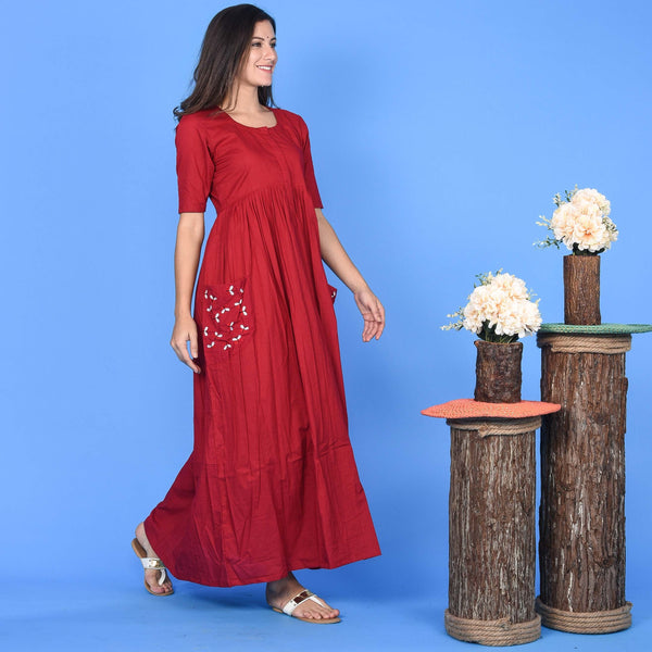Burgundy Pocket Dress