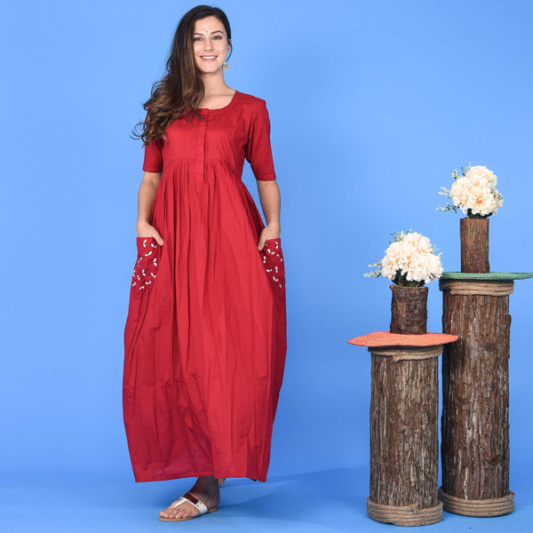 Burgundy Pocket Dress