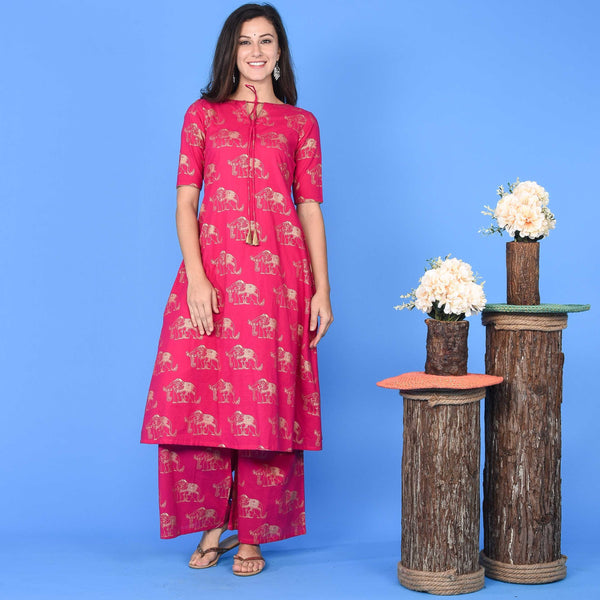 Rani Elephant Kurta Set
