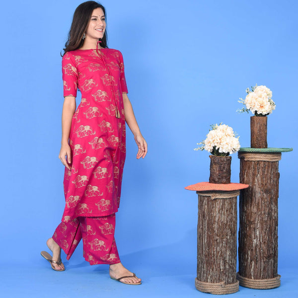 Rani Elephant Kurta Set