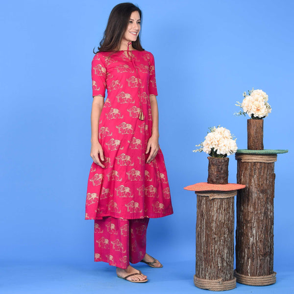 Rani Elephant Kurta Set