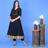 Black Lapa Kurta Set