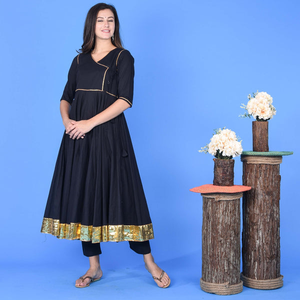 Black Lapa Kurta Set
