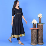 Black Lapa Kurta Set