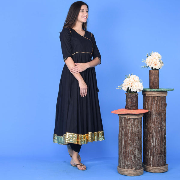 Black Lapa Kurta Set