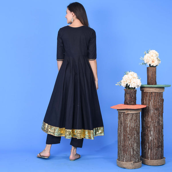 Black Lapa Kurta Set