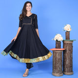 Black Lapa Kurta Set