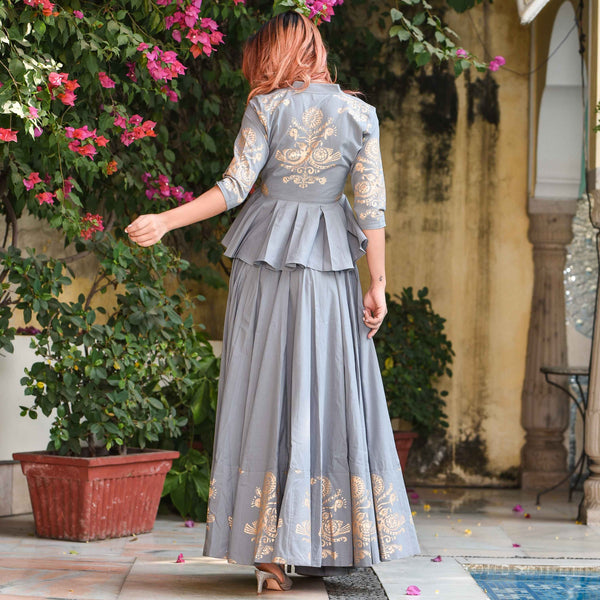 Grey Jacket Lehenga Set
