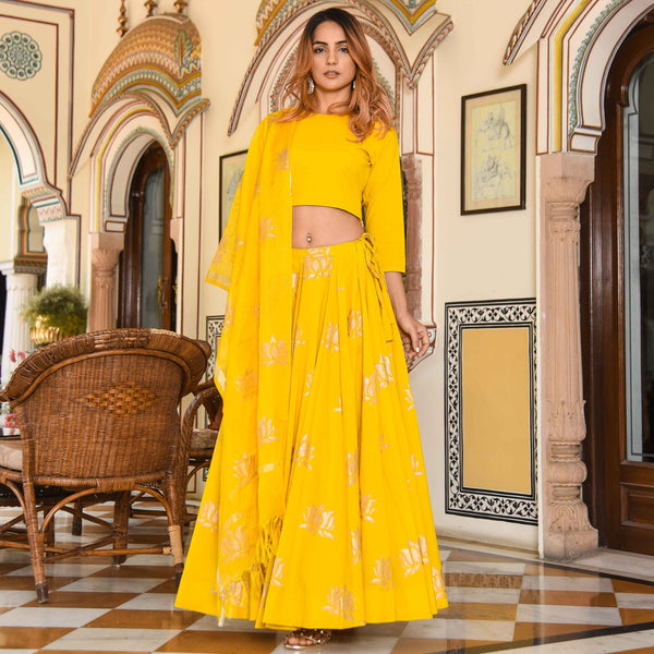 Stalk Yellow Lehenga Set