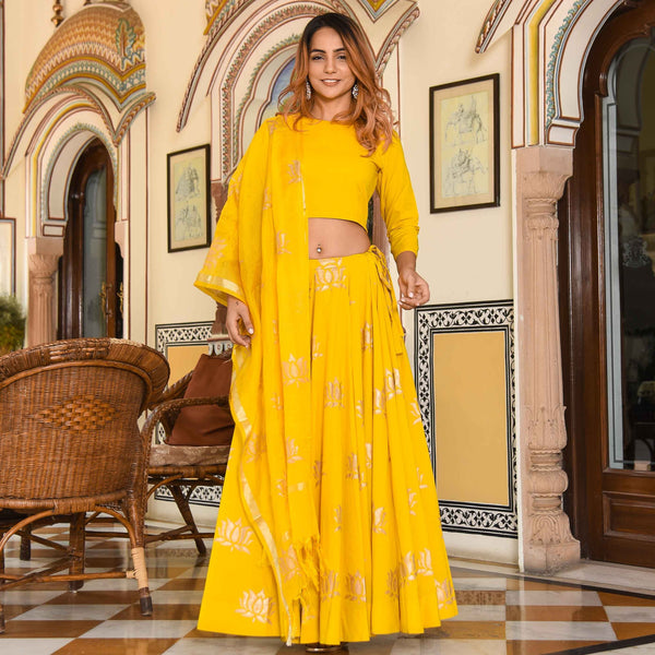 Stalk Yellow Lehenga Set