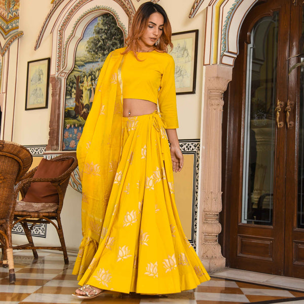 Stalk Yellow Lehenga Set