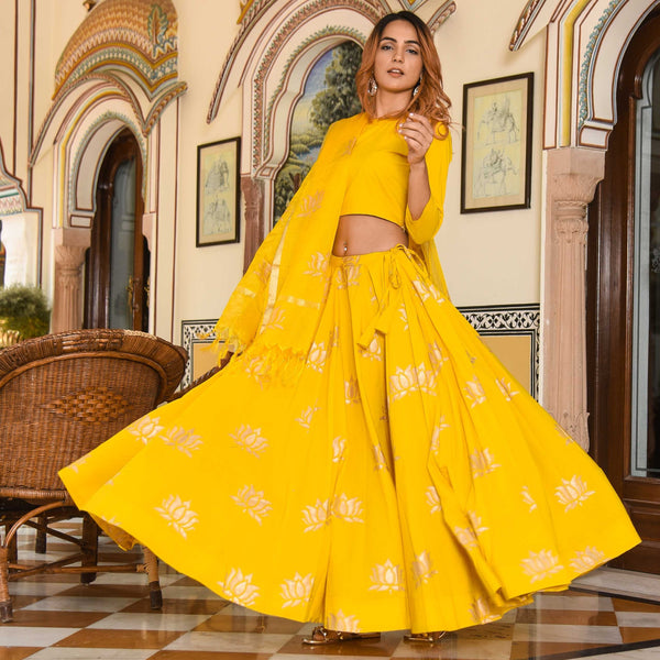 Stalk Yellow Lehenga Set