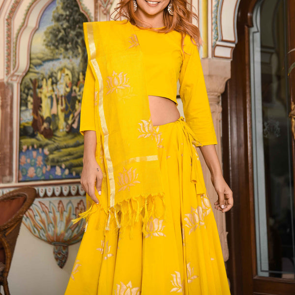 Stalk Yellow Lehenga Set