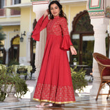 Red Frill Sleeves Dress