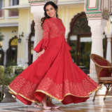 Red Frill Sleeves Dress