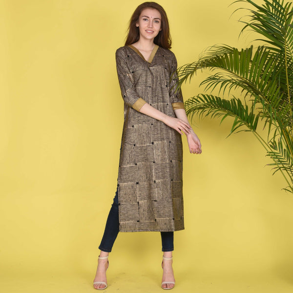 Pretty Gold Cotton Kurta