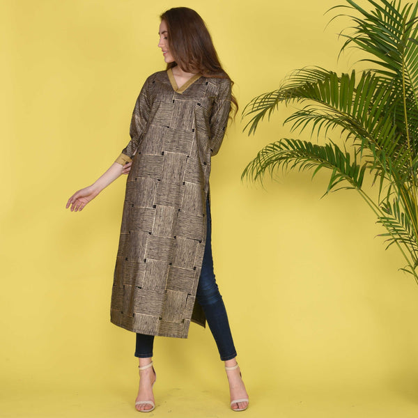 Pretty Gold Cotton Kurta