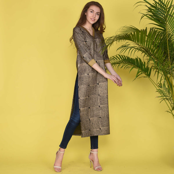 Pretty Gold Cotton Kurta