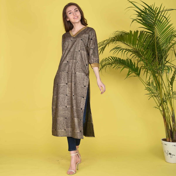 Pretty Gold Cotton Kurta