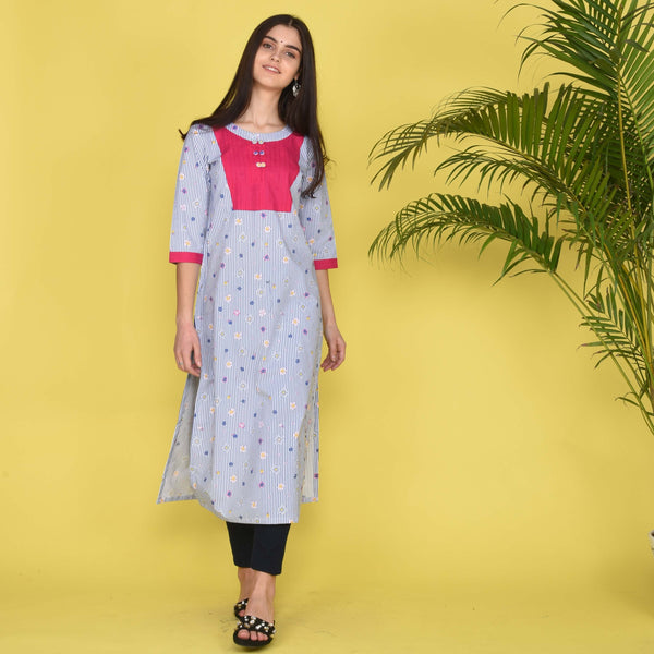 Stripes & Flowers Kurta