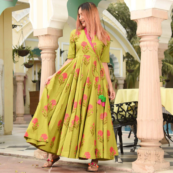 Burst Green Cotton Dress