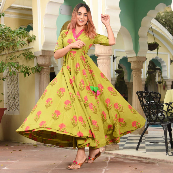 Burst Green Cotton Dress
