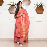 Peach Mughal Butta Set