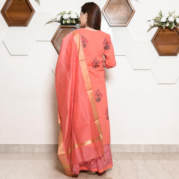 Peach Mughal Butta Set