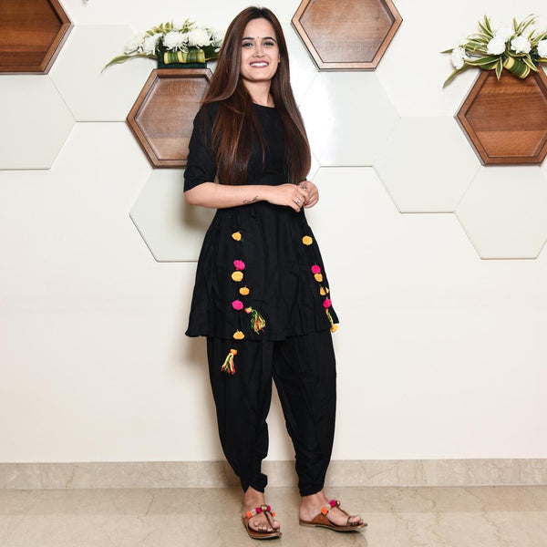 Black Dhoti Set