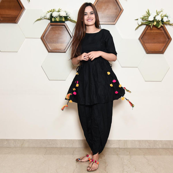 Black Dhoti Set