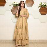 Beige Orange Butta Suit
